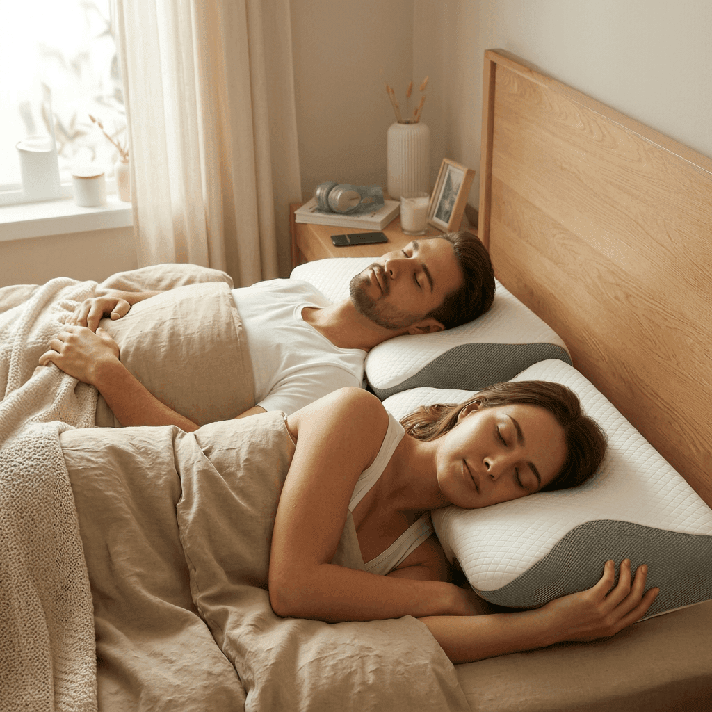 Casal dormindo tranquilo na mesma cama